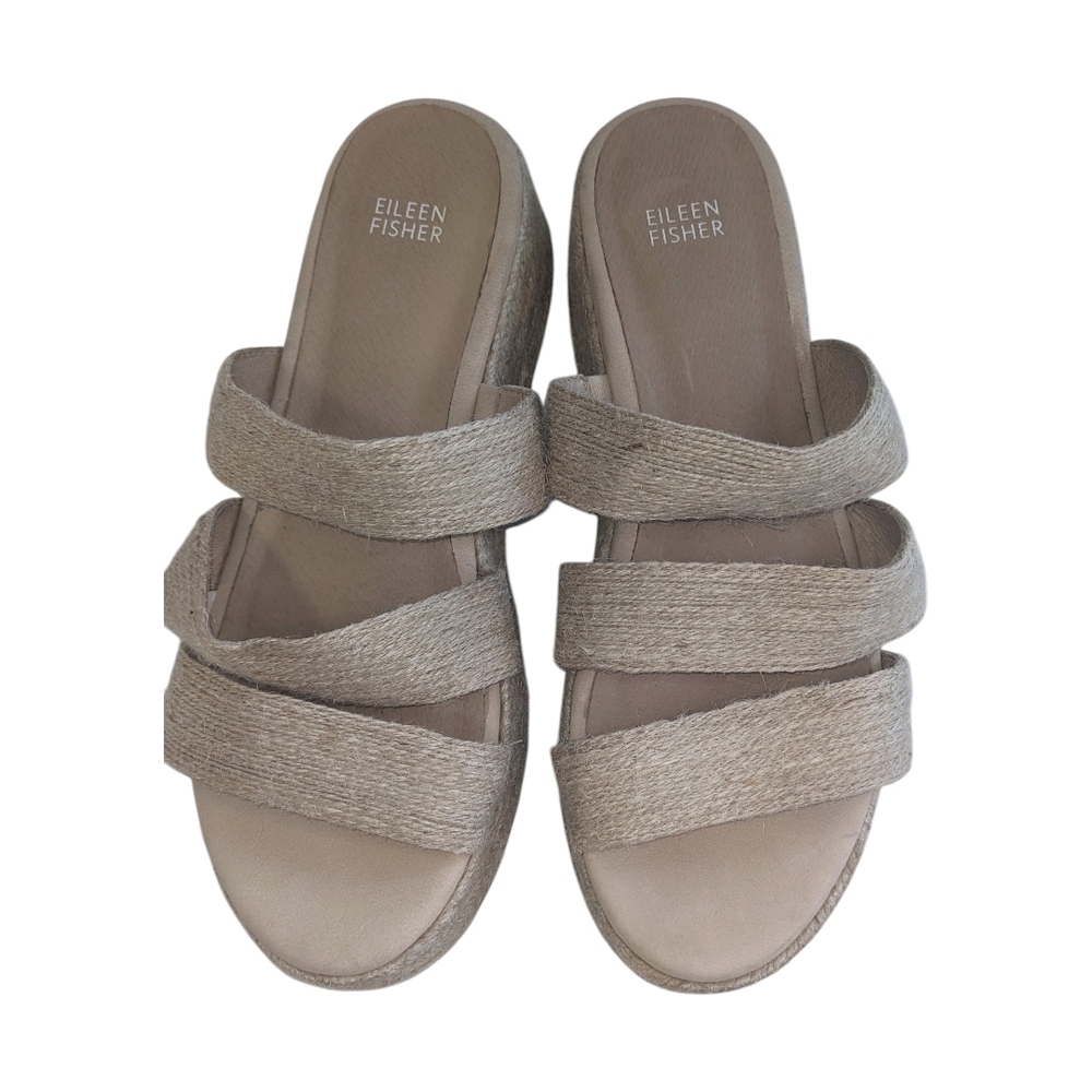 Eileen Fisher Women's Mayla Jute Espadrille Beige StrappySandals Size 10